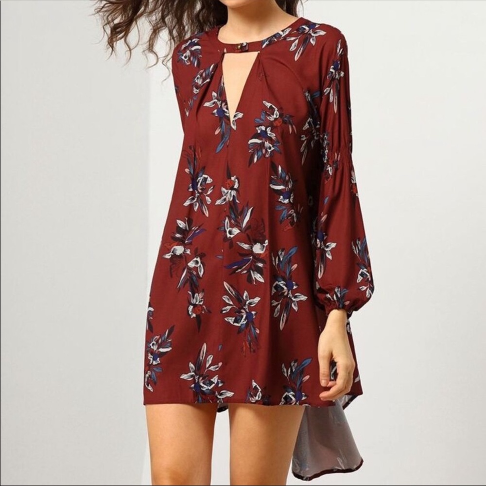 Free People Electric Orchid Print Swing Tunic